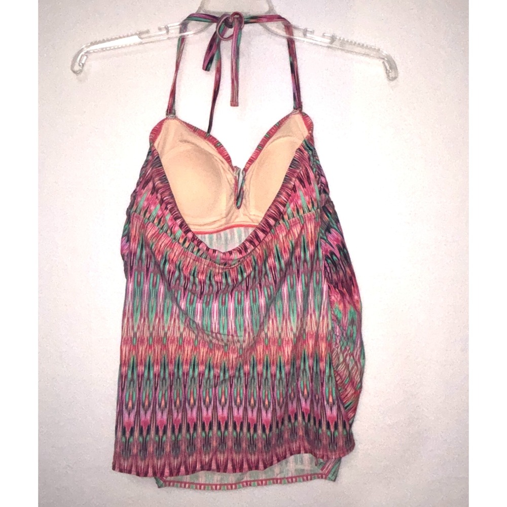 Liz Lange Maternity Tankini Strapless Swim Suit top pink‎ teal size Medium - Picture 2 of 3
